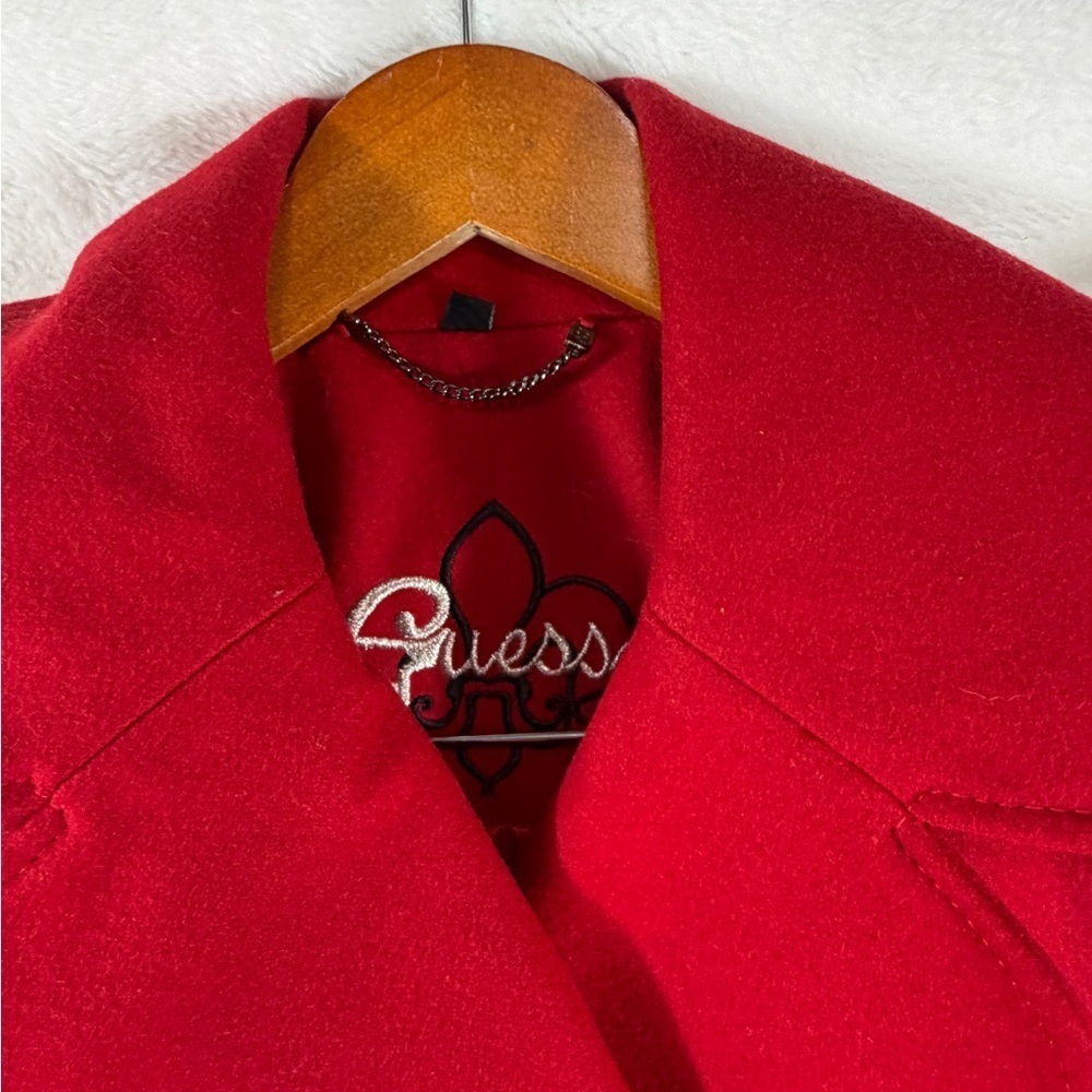 Guess Red Wool Blend Peacoat Jacket Size M cozy chic womens coat jacket - Picture 3 of 10